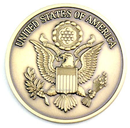 2-1/2" Military Seal/Coin (The Us Of America W/ Eagle) Brass