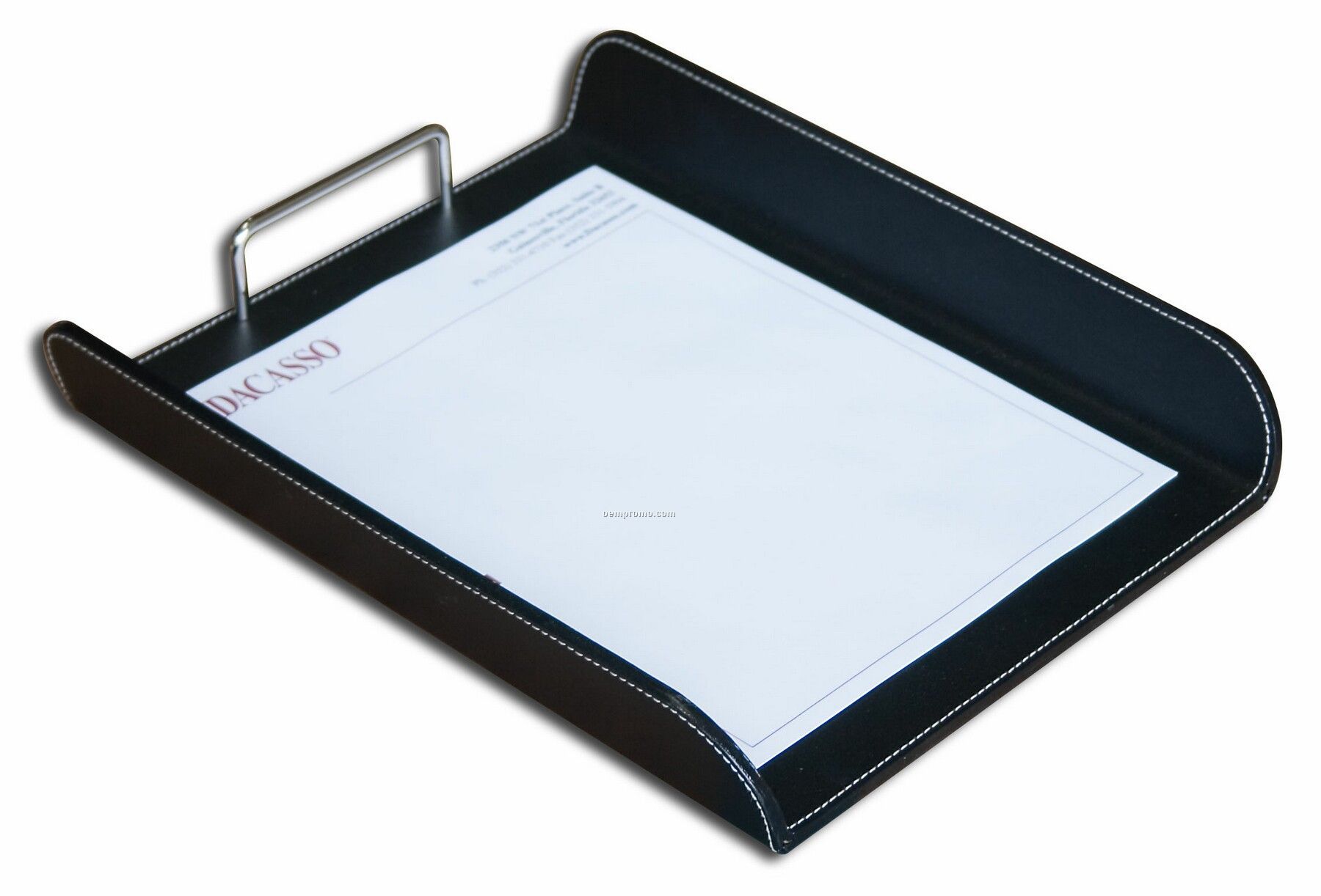 Black Eco-friendly Leather Front-load Letter Tray