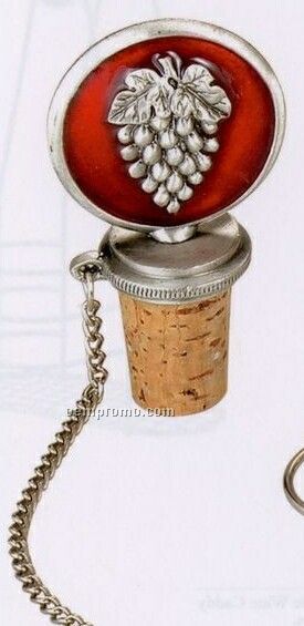 Red Grape Pewter Bottle Stopper W/ Chain
