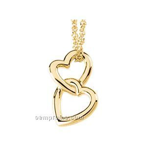 14ky Linked Double Hearts Pendant