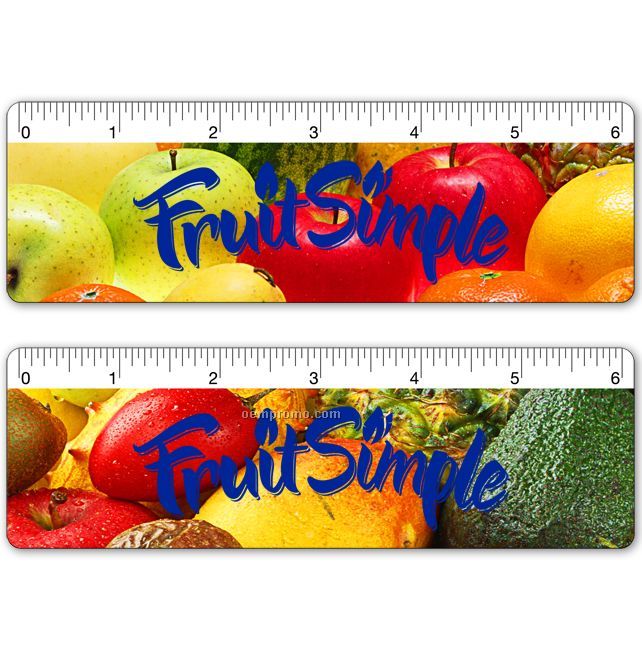 6" Ruler, Assorted Fruit Lenticular Flip Stock Design, Imprinted