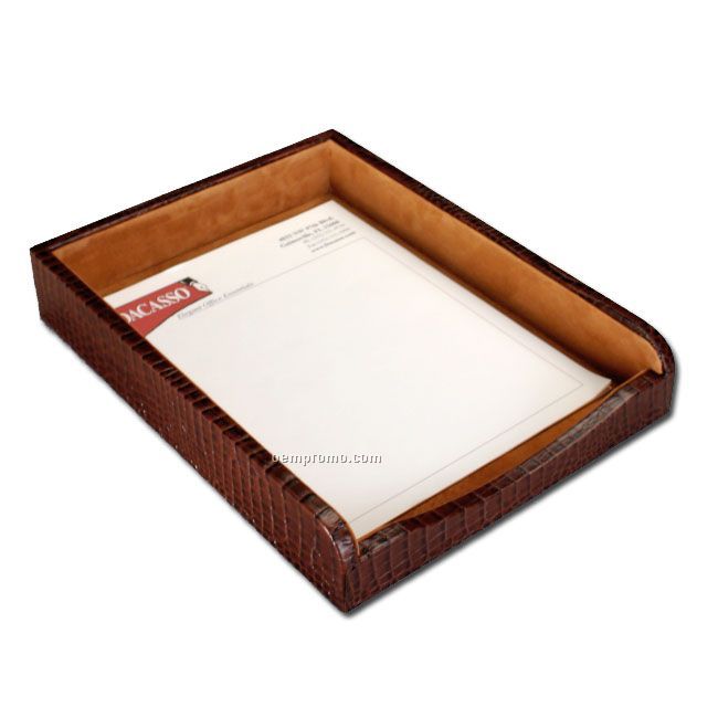 Brown Crocodile Embossed Leather Front-load Tray (Letter Size)