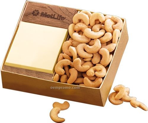 Walnut Post-it Note Holder W/ Extra Fancy Jumbo Cashews