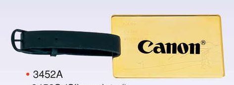 3-3/4"X2-1/2" Gold Plated Brass Luggage Tag W/ Card Insert (Screened)