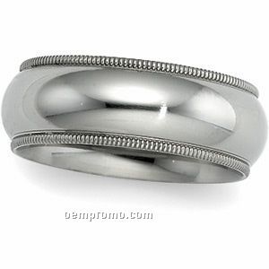 4mm Milgrain Inside Round Titanium Wedding Band Ring (Size 11)