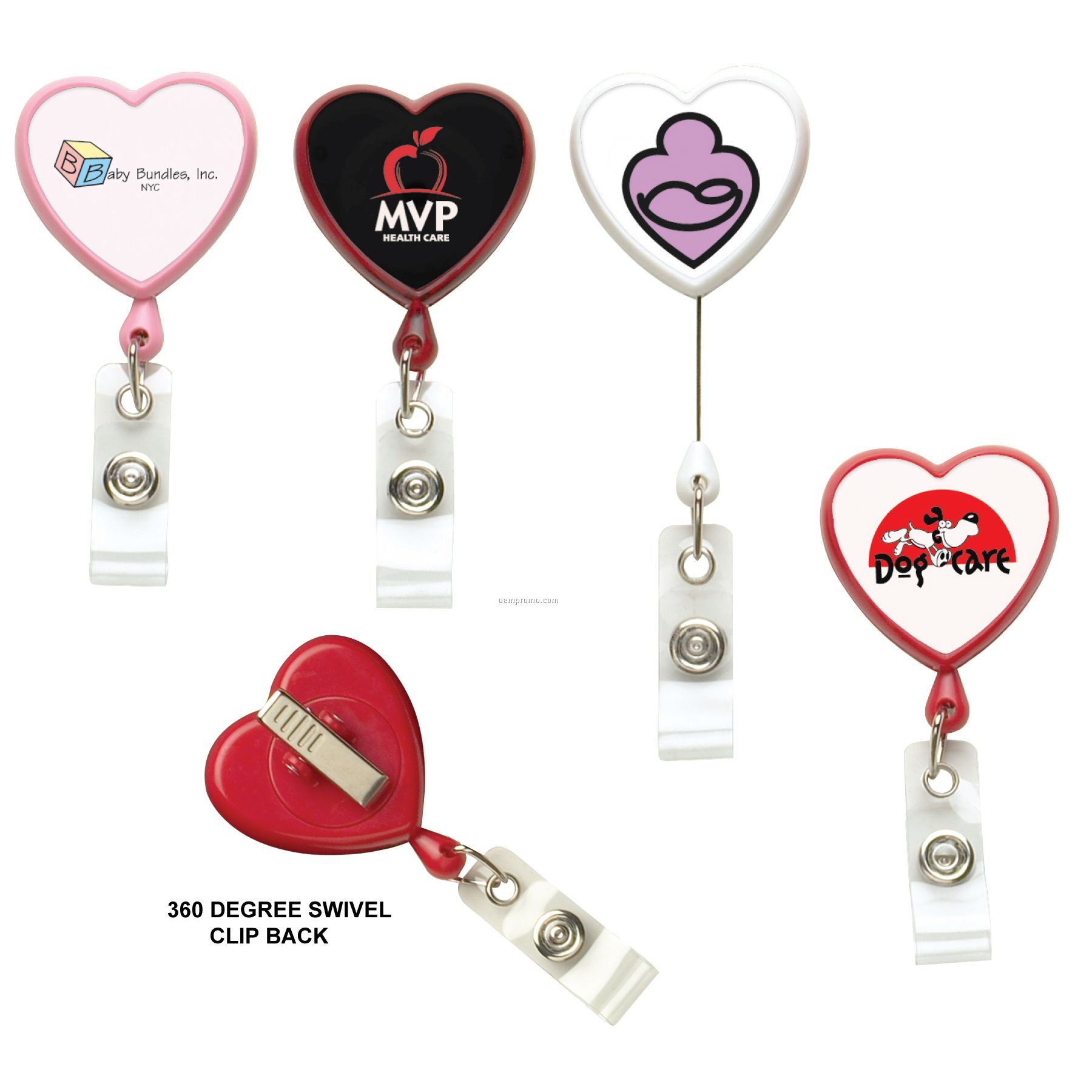 Heart Retractable Badge Reel: (Label Only)