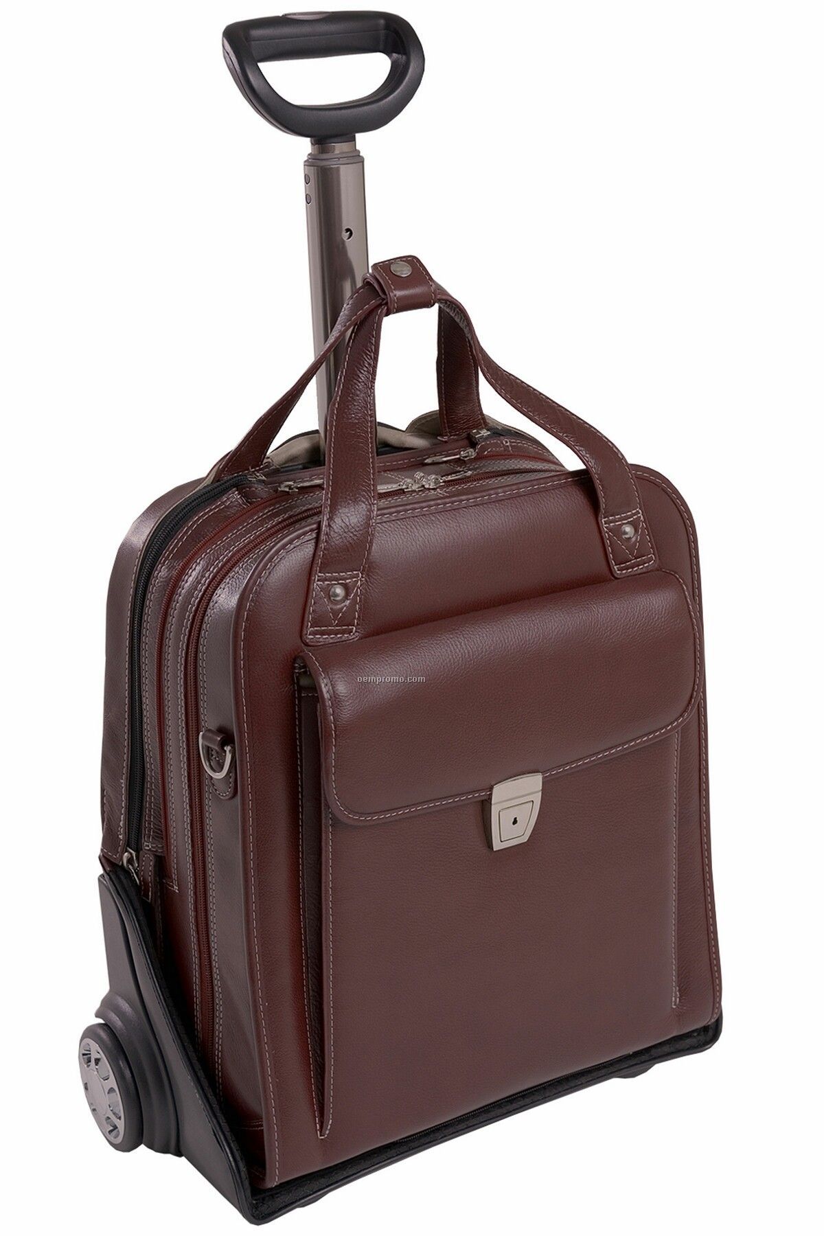 Pastenello Leather Vertical Wheeled Laptop Case - Cherry Red