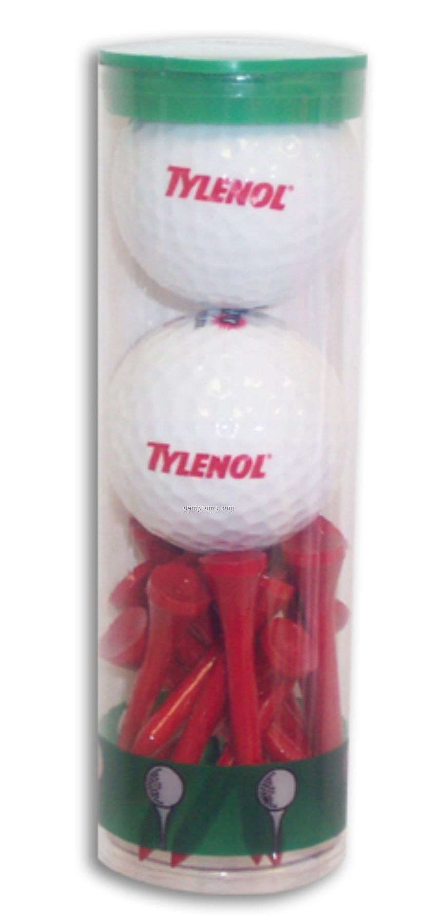Custom Imprinted Golf Ball Tubes - 2 Logo Ball / 12 Imprinted Golf Tees