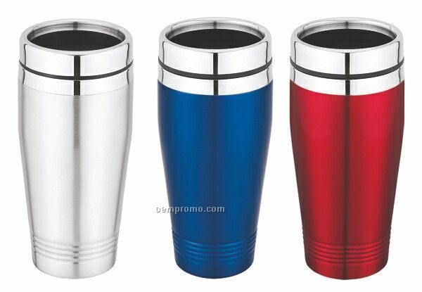 Tumbler - 16 Oz. Double Wall Stainless Steel W/ Rubber Bottom