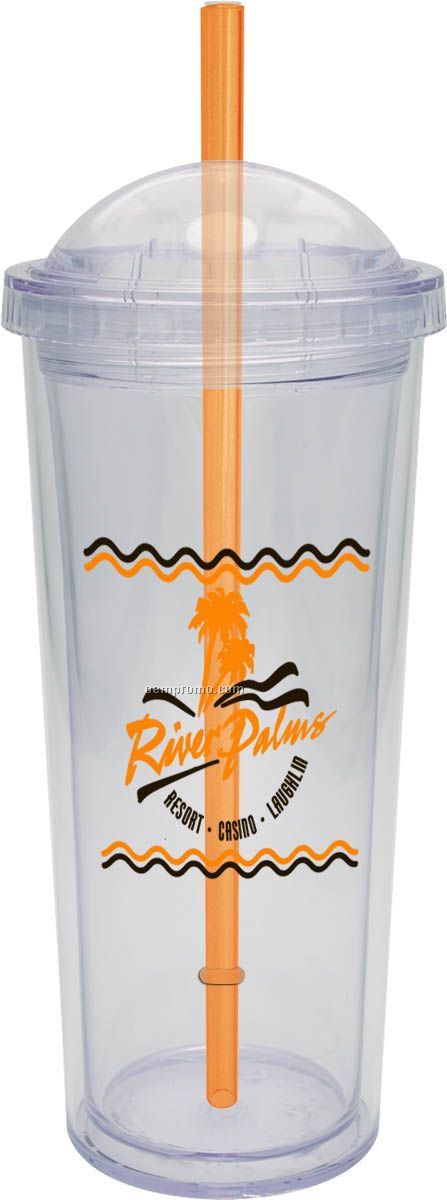 16 Oz. Domed Carnival Cup With Orange Straw
