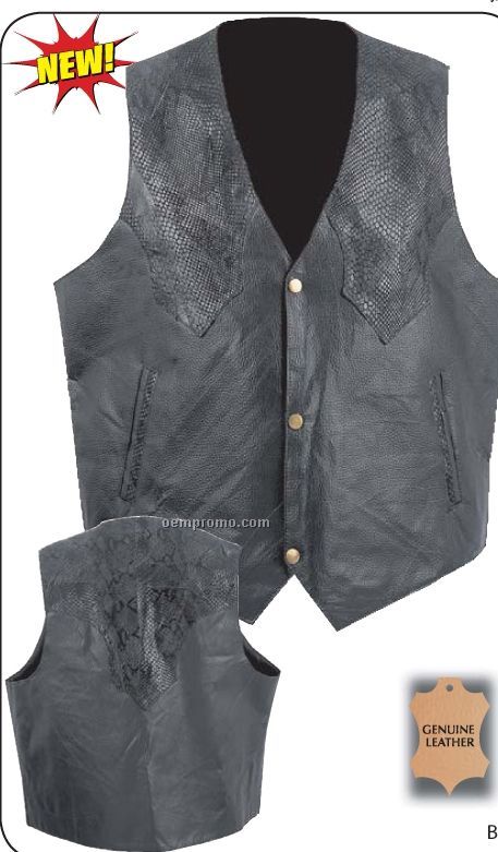 Giovanni Navarre Hand-sewn Black Leather Western Style Vest (M)
