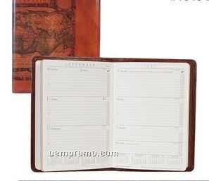 Ladies Croco Calfskin Desk Weekly Planner (Sunset Orange)