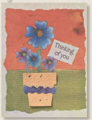 "Thinking Of You" Greeting Card With Flower Pot Seed Decoration