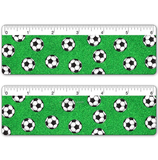 6" Ruler, Soccer Futbol Balls Lenticular Flip Stock Design, Blank