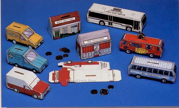8"X2"X2" Stock Large Bus Fold Up Banks (4 Color)