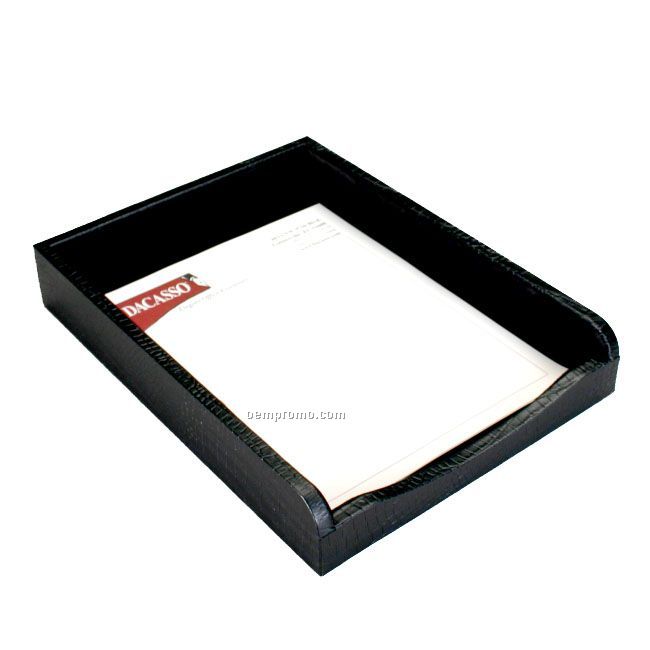 Black Crocodile Embossed Leather Front-load Tray (Letter Size)