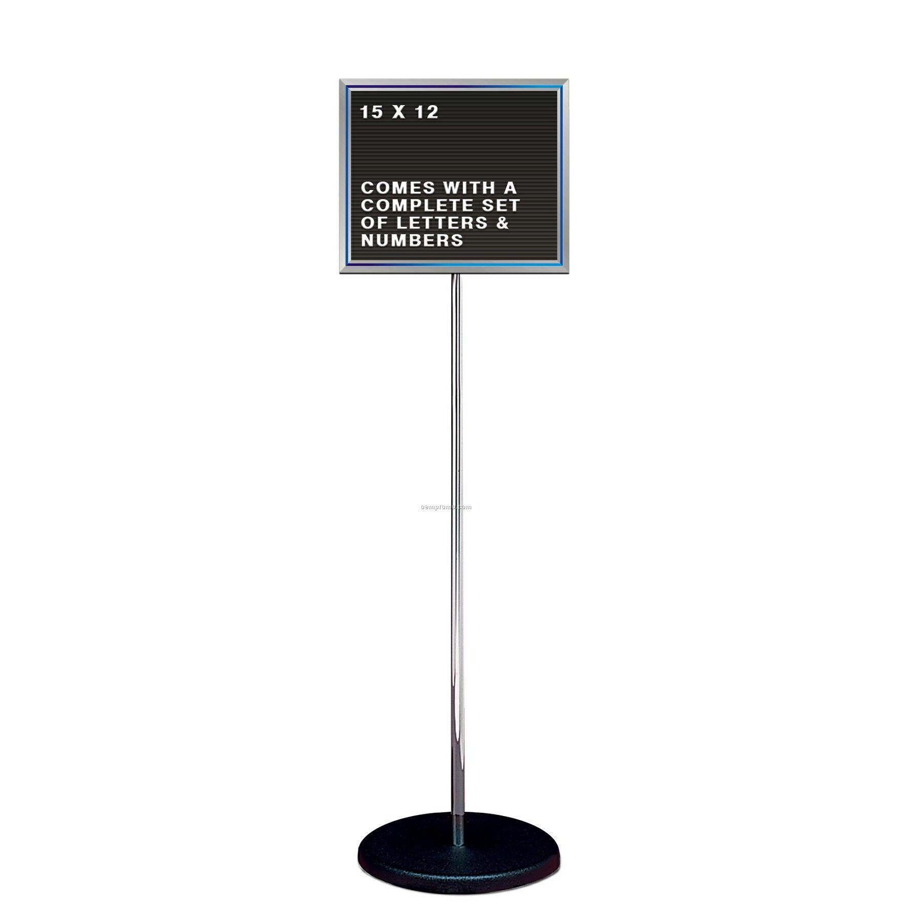 Free Standing Changeable Letter Board W/ Chrome Pole Stand (15"X12")