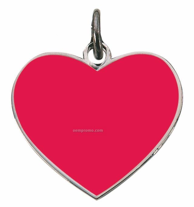 Red Heart Enamel Charm With Gun Metal Accent