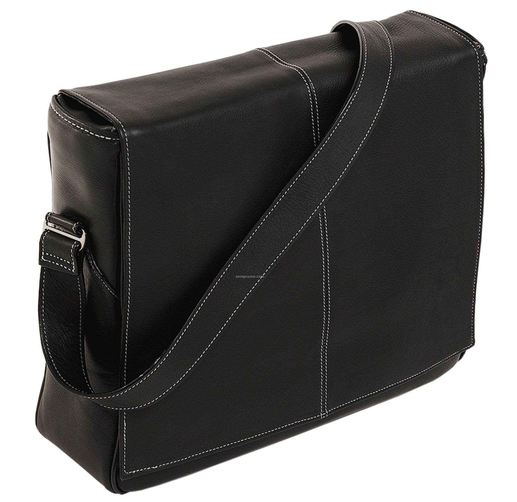 San Francesco Leather Messenger Bag - Black