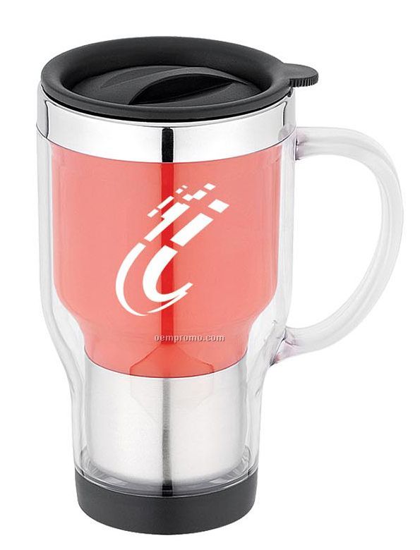 Travel Mug - 16 Oz. Clear Acrylic Outer With Plastic Liner