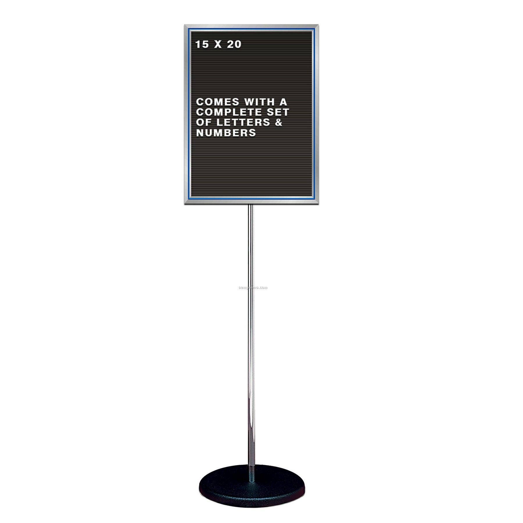 Free Standing Changeable Letter Board W/ Chrome Pole Stand (15