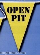 Stock 60' Printed Triangle Warning Pennants (Open Pit - 12"X18")