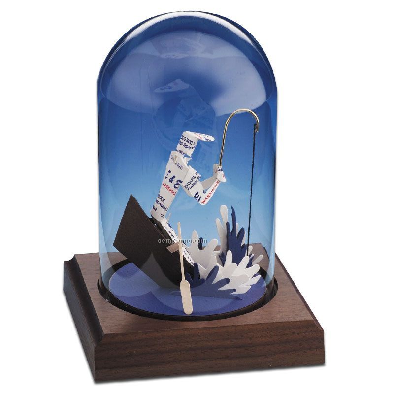 Stock Business Card Sculpture In A Dome - Comic Fisherman