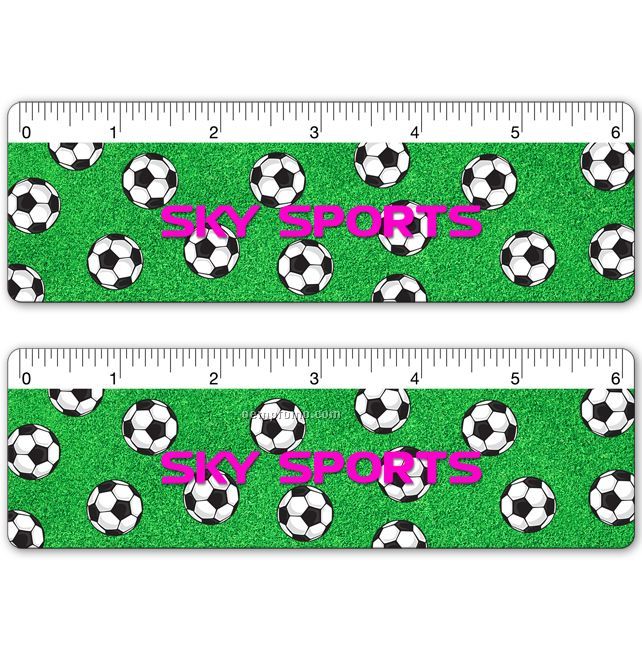 6" Ruler, Soccer Futbol Balls Lenticular Flip Stock Design, Imprinted
