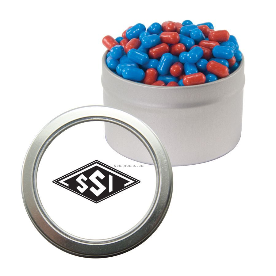 Candy Window Tin With Corporate Color Chocolates