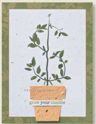 Prospecting Greeting Card With Embedded Flower Pot Seed Decoration