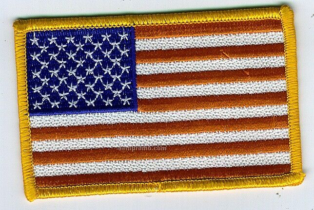 Stock AM Flag Patch W/Gold Border (3.5" X 2")