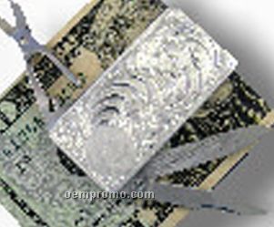 Custom Hand Engraved Money Clip W/ Scissor, Knife & File