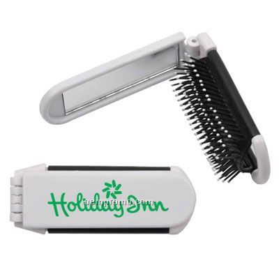 Foldable Hairbrush W/ Mirror