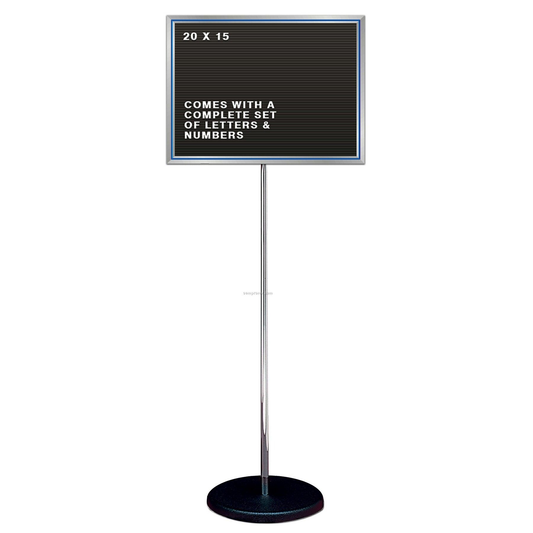 Free Standing Changeable Letter Board W/ Chrome Pole Stand (20"X15")