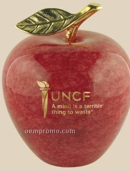 Genuine Marble Apple Paperweight With Gold Leaf
