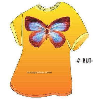 Blue & Brown Butterfly T Shirt Acrylic Coaster W/ Felt Back