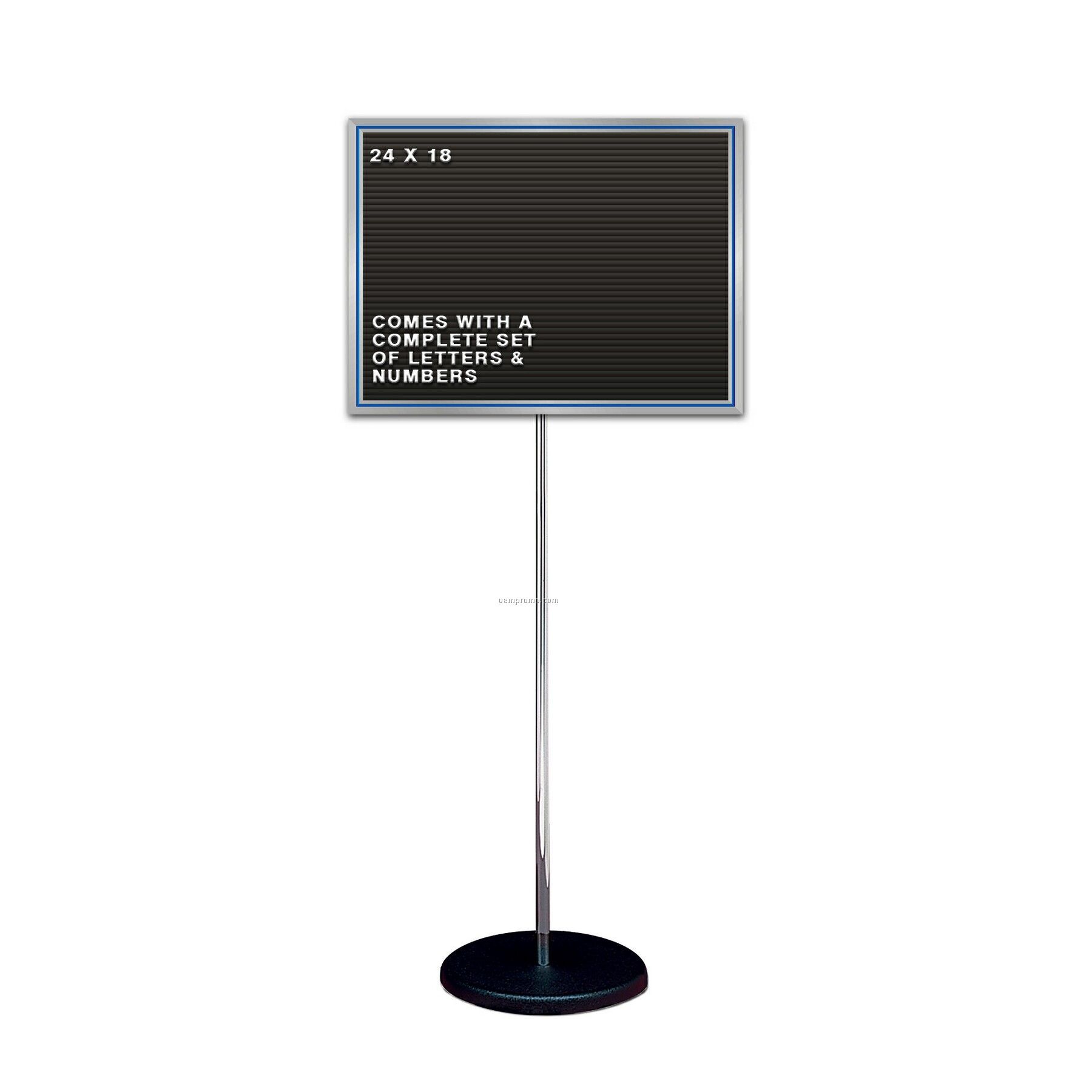 Free Standing Changeable Letter Board W/ Chrome Pole Stand (25"X19")
