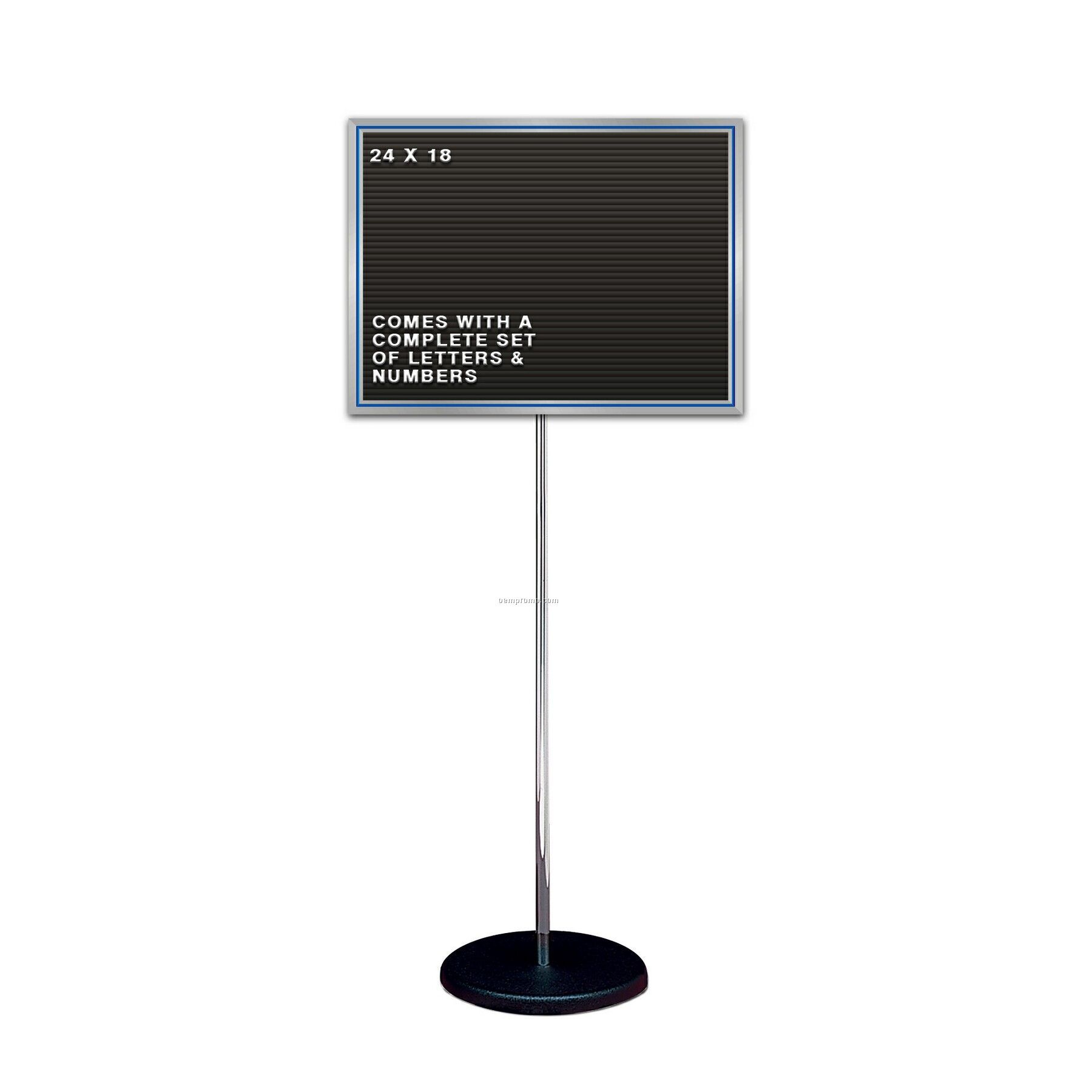 Free Standing Changeable Letter Board W/ Chrome Pole Stand (25