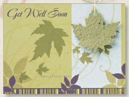 Get Well Card With Leaf Seed Decoration & Raffia Bow