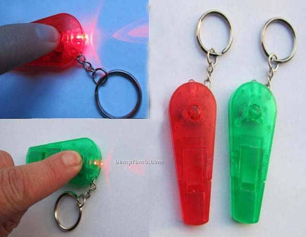 LED Flashlight Whistle With Keychain