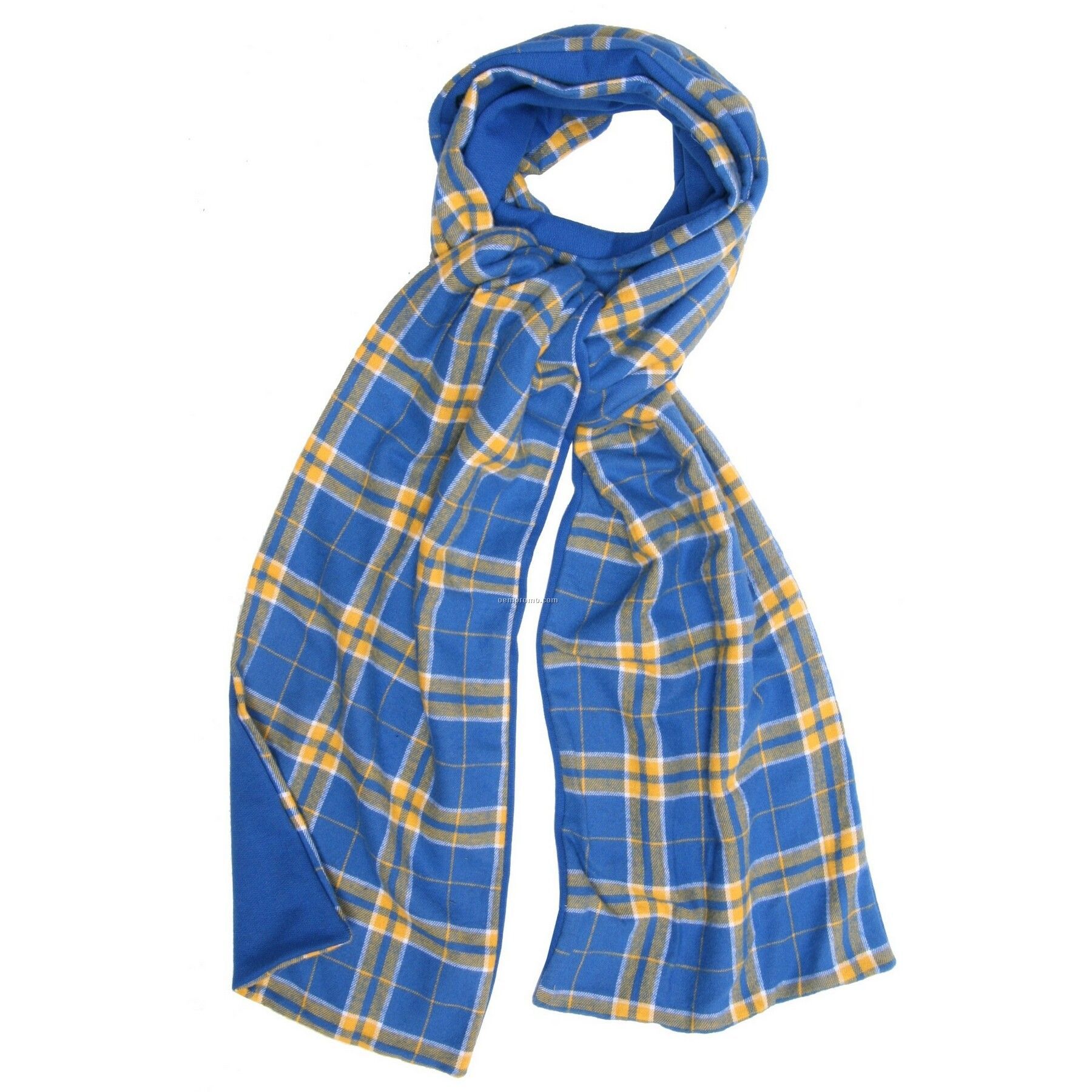 Royal Blue/Gold Flannel Scarf W/Royal Blue Fleece