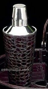 Stainless Steel Shaker W/ Brown Croco Leather (35 Oz.)