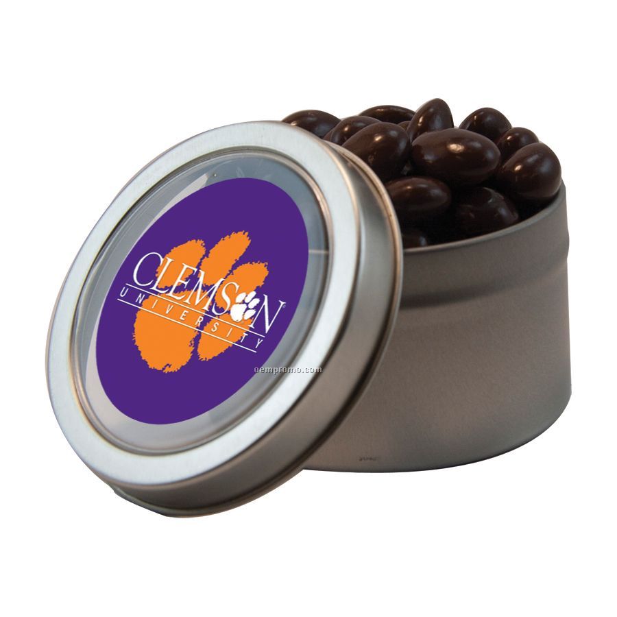 Candy Window Tin With Chocolate Raisins