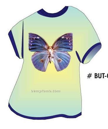 Blue Butterfly T Shirt Acrylic Coaster W/ Felt Back