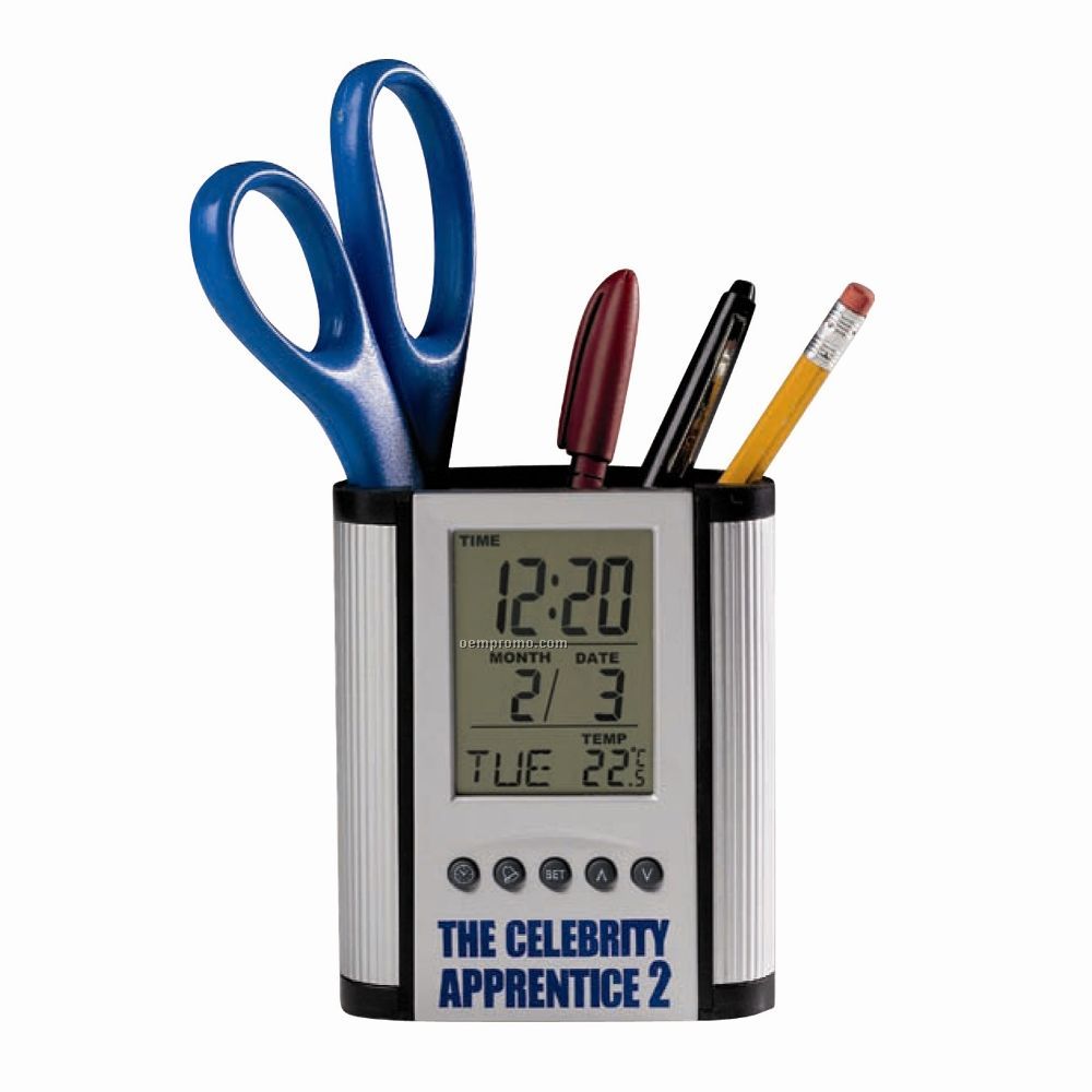 Clock With Pencil Holder