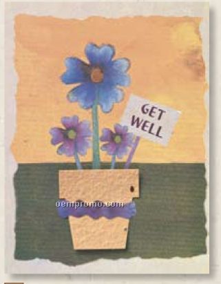 Get Well Card With Flower Pot Seed Decoration
