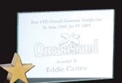 Jade Glass Achievement Award - W/ Chrome Star - Small