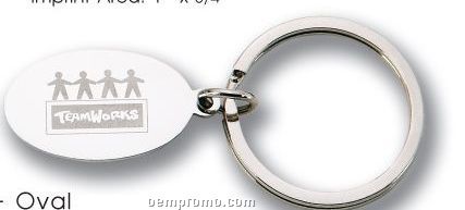Oval Stock Shapes Shiny Nickel Oval Laser Engraved Key Ring