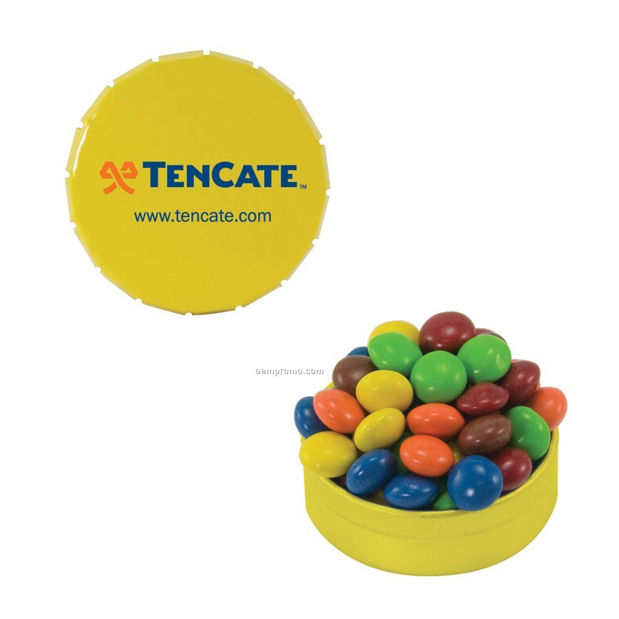 Small Yellow Snap-top Mint Tin Filled With Chocolate Littles