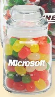Assorted Jelly Beans In 5 Oz. Round Glass Candy Jar
